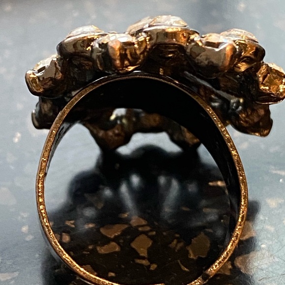 Vintage 50s 60s Silver Pronged Clear Cluster Rhinestone Star Ring - Picture 5 of 5